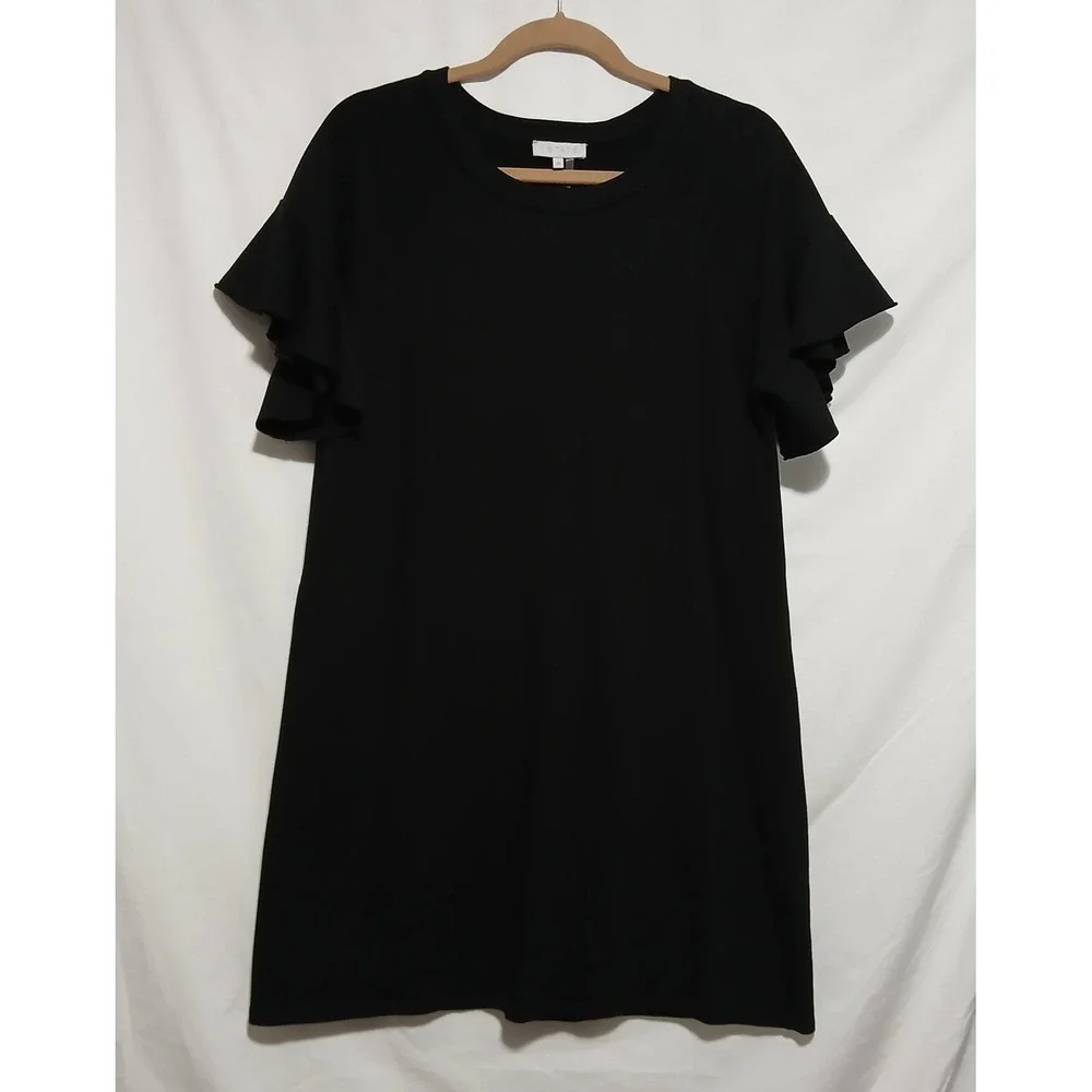 1.STATE Black Mini Dress Ruffle Sleeve Casual Party Dress Size M‎ - Picture 2 of 7